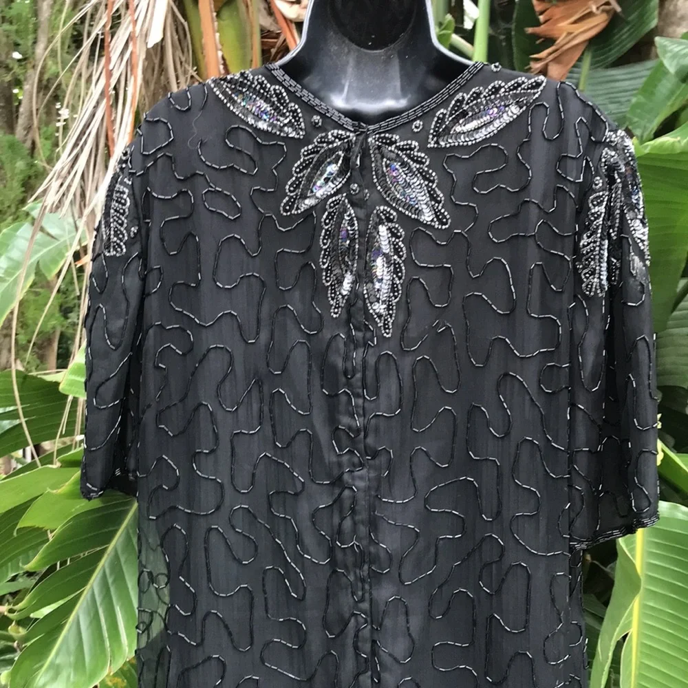 Vintage pure silk beaded and sequin dress